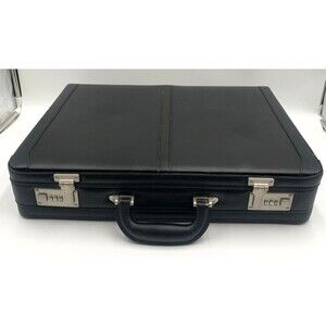 Alpine Swiss Mens Briefcase Expandable Genuine Leather Attache Briefcase Black